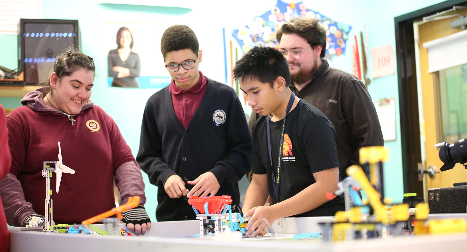 Teacher helping student
