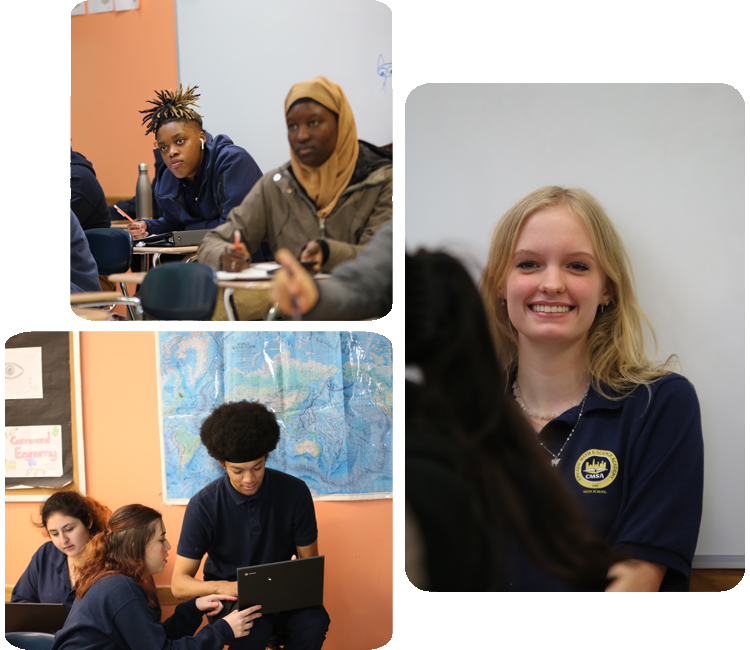 Collage showcasing various student activities including academics, science, and hands-on projects.